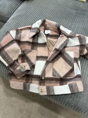 Greylin Plaid Shacket in Blush, Cream & Brown